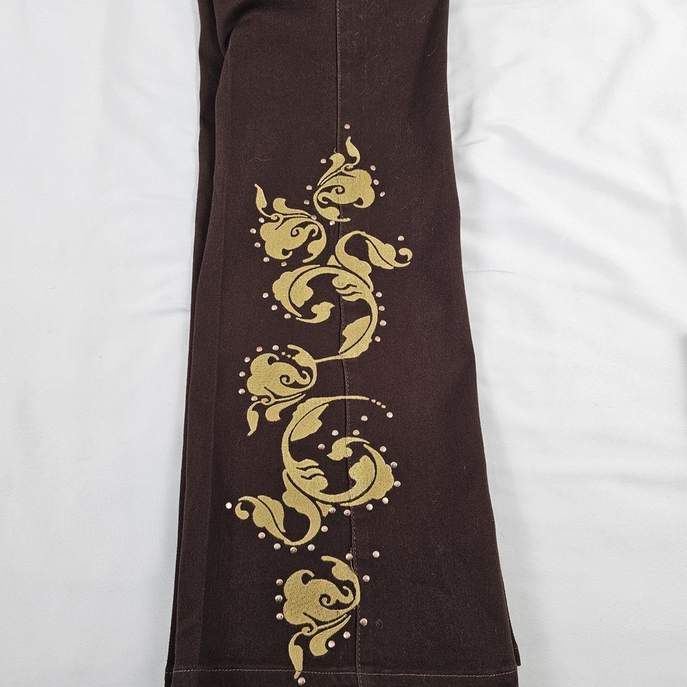 Lawman Western Jeans Brown Denim Embroidered Floral Vine Boot Women's 9 - Picture 7 of 8